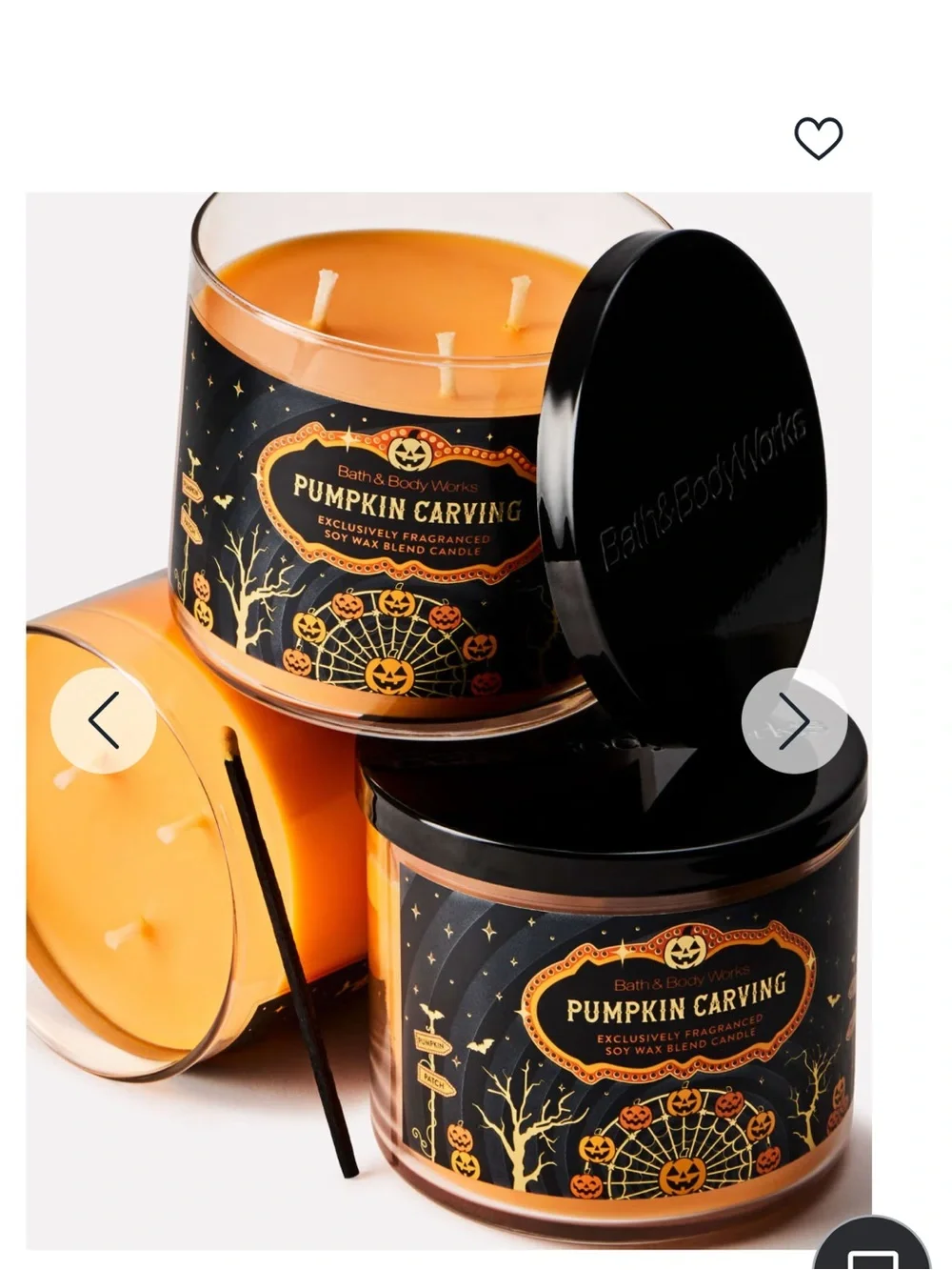 🎃 BBW Pumpkin Carving 3-Wick Candle NEW